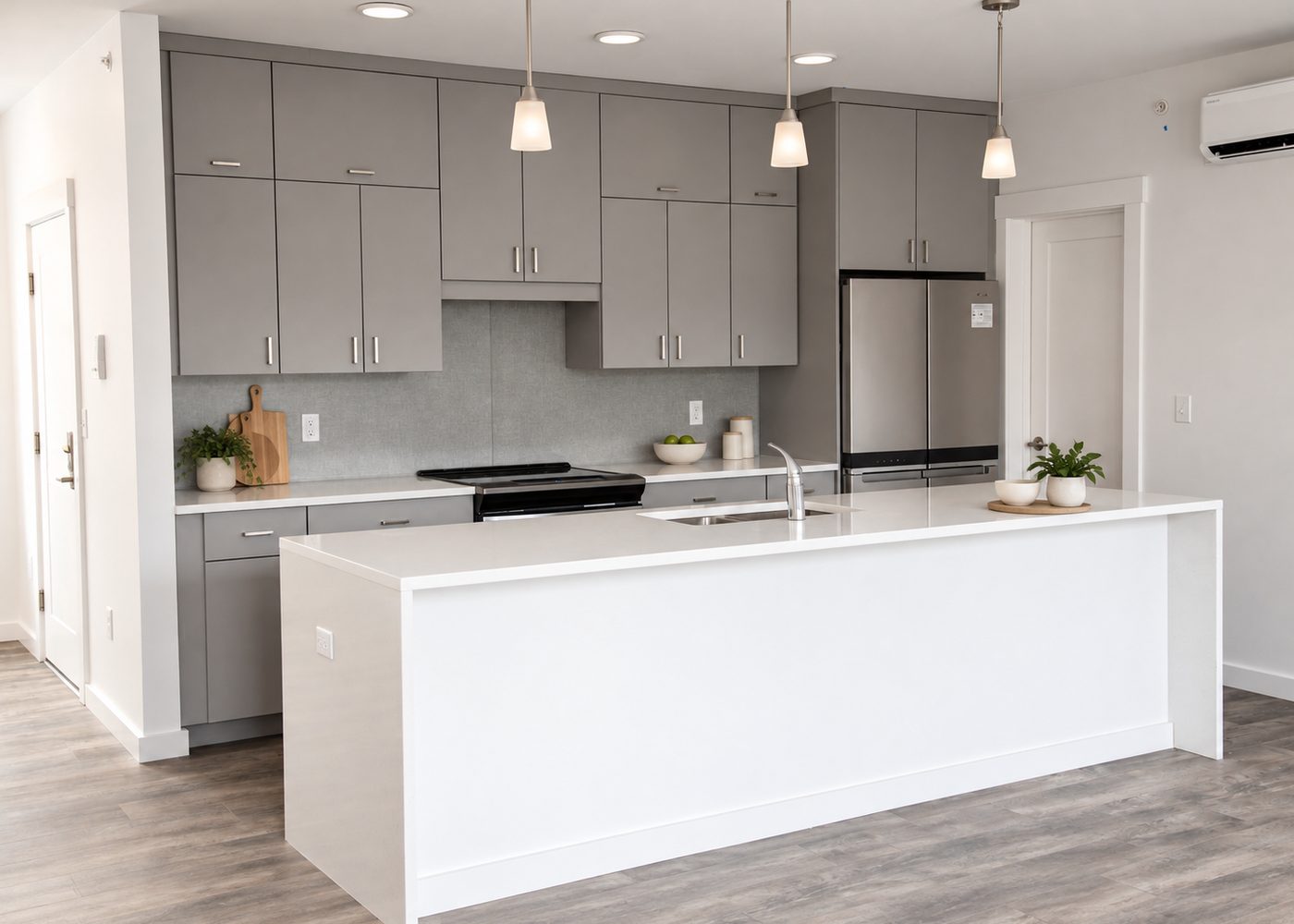 Finished multifamily unit kitchen, Peterborough NH
