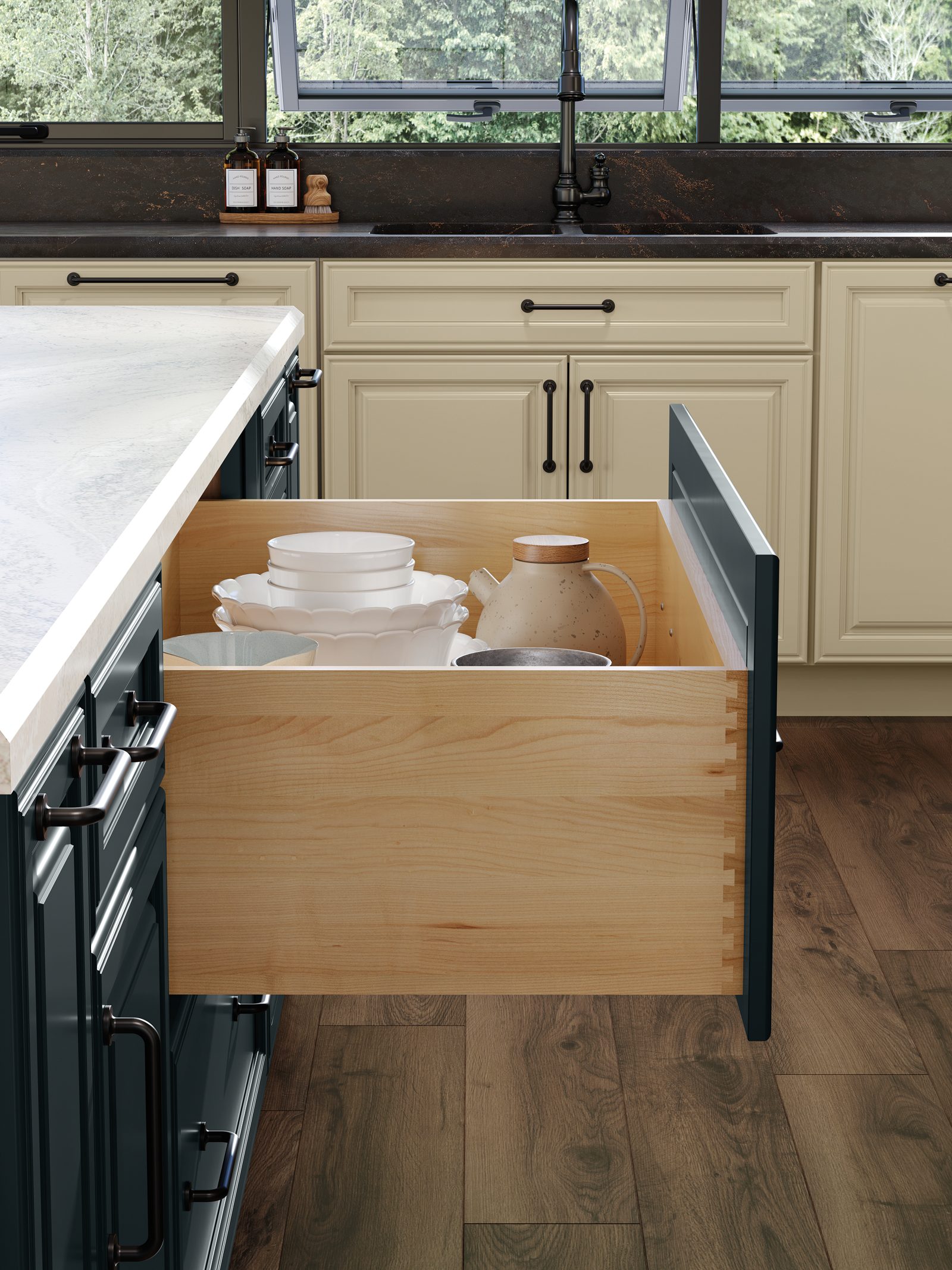 Furniture-grade painted drawer base by Triumph