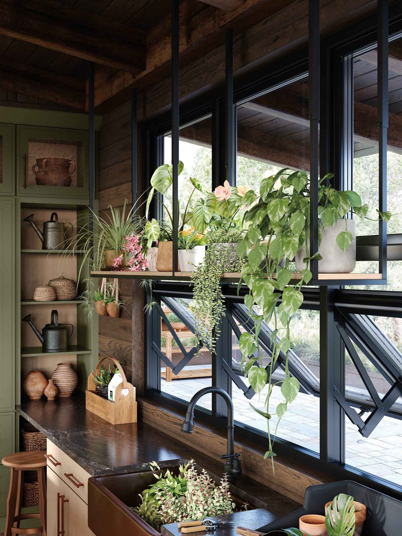 Natural light on wide-plank hardwood flooring