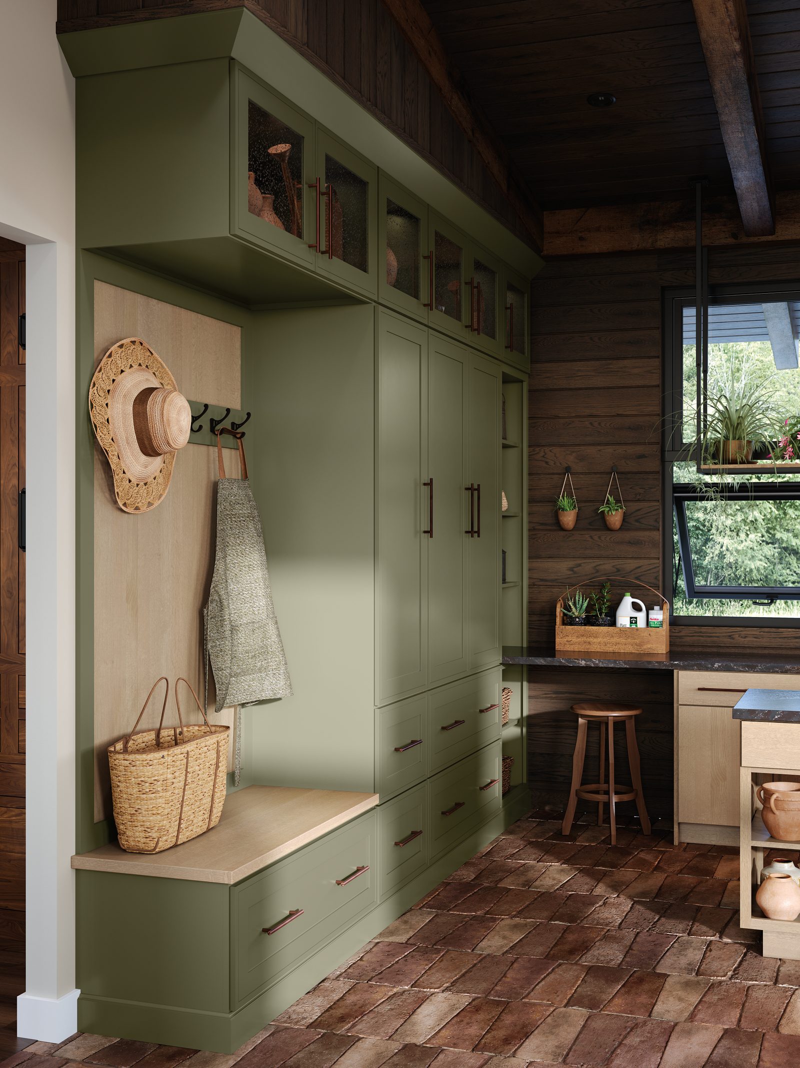 Mudroom bench with cubby storage