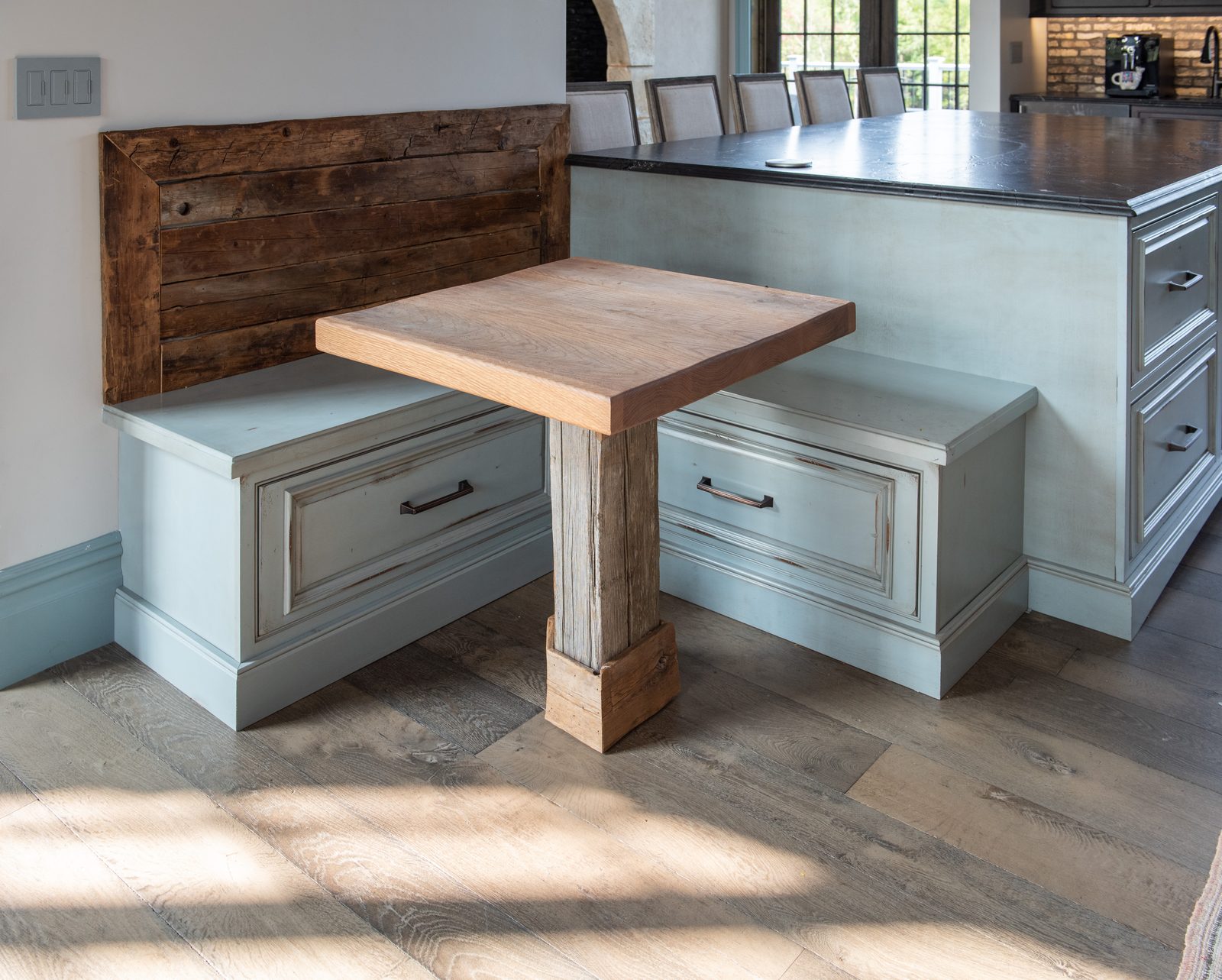 Breakfast nook built off the island