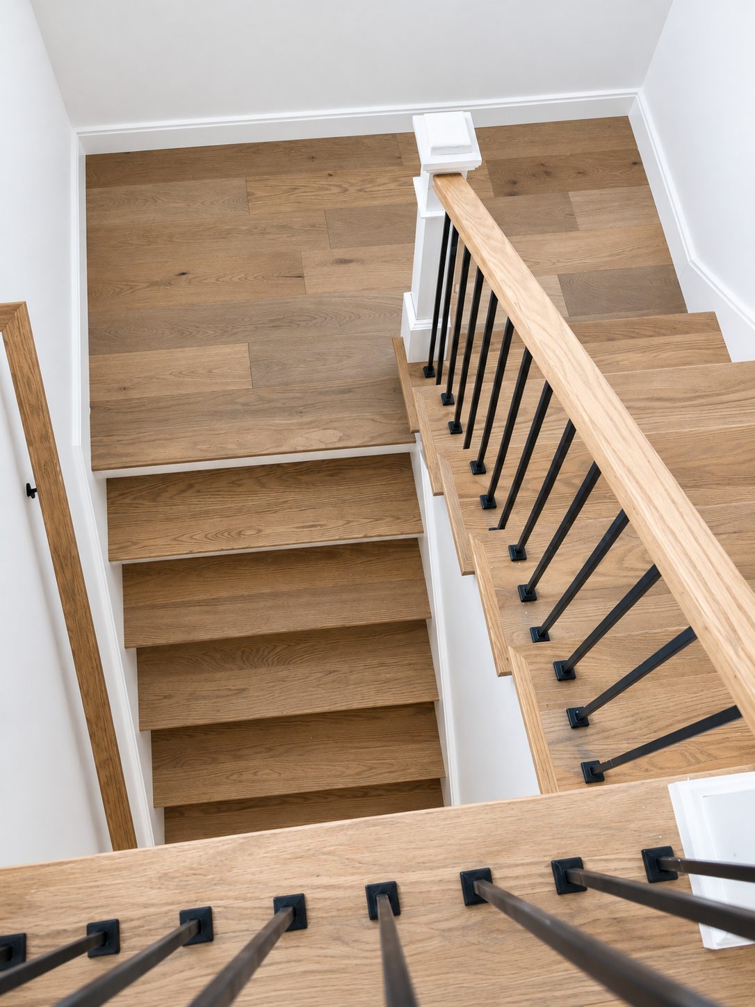 Looking down the oak staircase