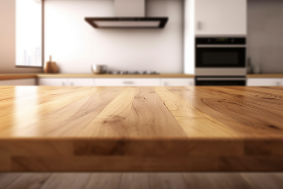 image of a butcher block countertop